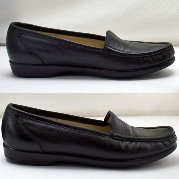 SAS Tripad Comfort Black Leather Moccasin Toe Slip On Loafers-Women's 8.5 N - Picture 1 of 7